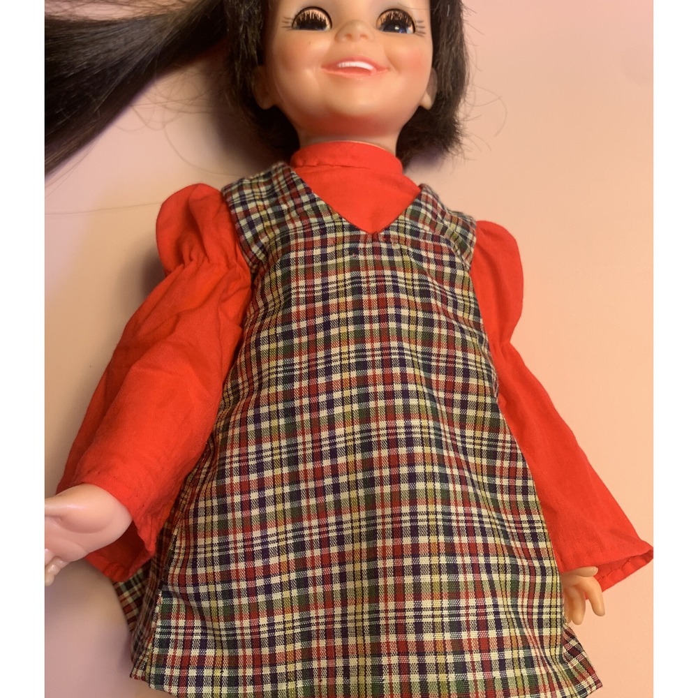 Vintage 1970s Ideal Crissy Doll Rare Aftermarket Premier Dress plaid red bouse